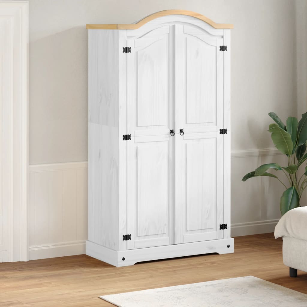 Garde-robe Corona blanc 102x52x186 cm bois de pin massif XIOS
