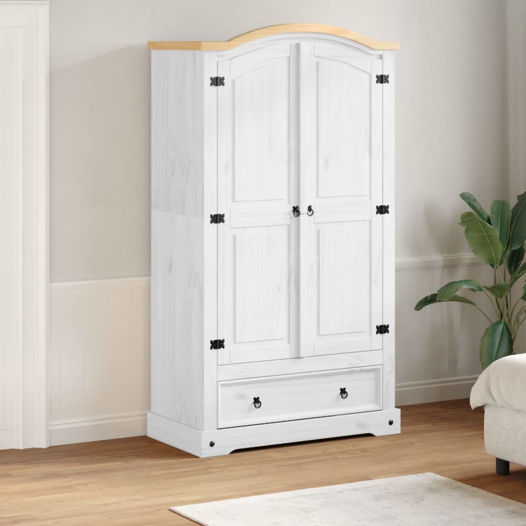 Garde-robe Corona blanc 102x52x186 cm bois de pin massif XIOS