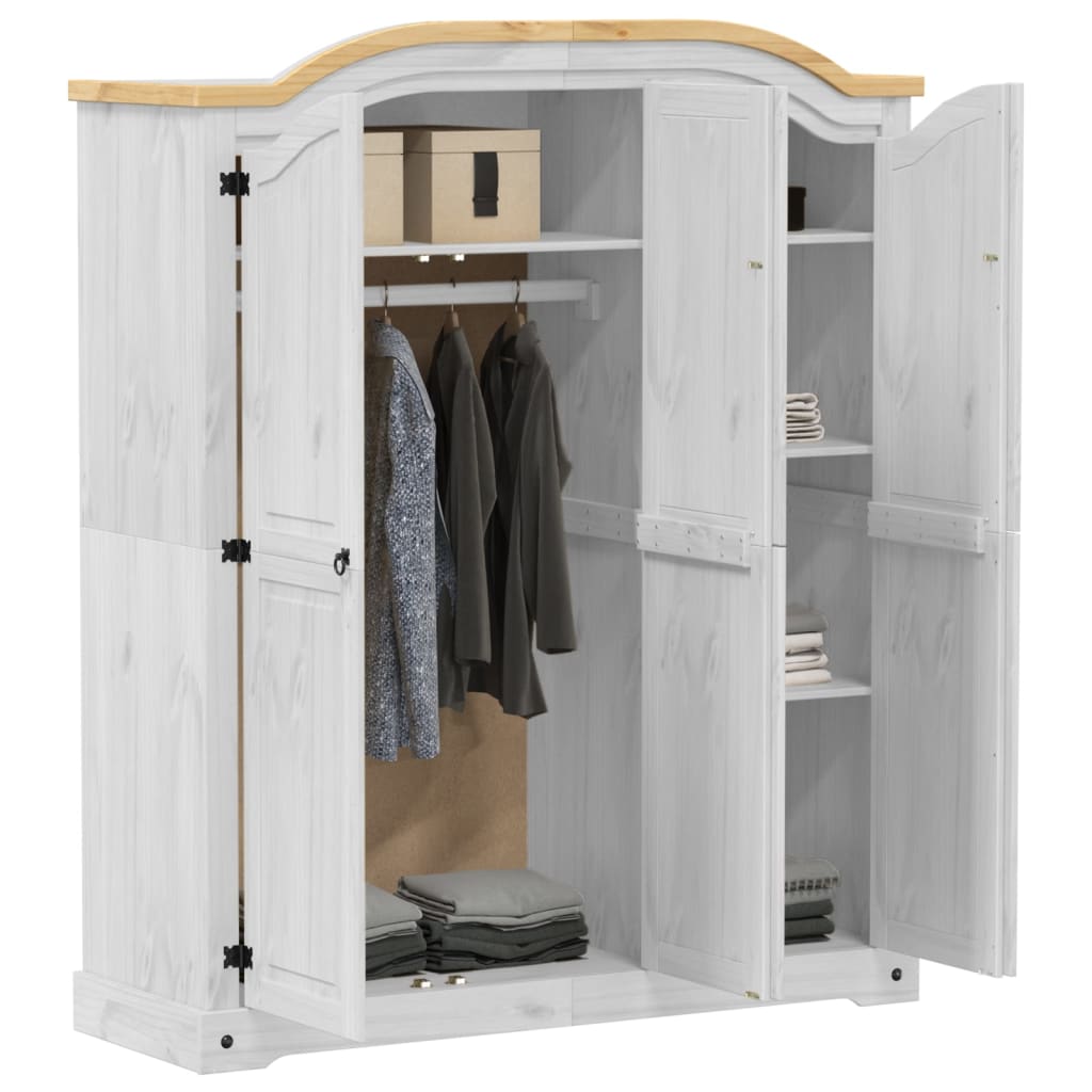 Garde-robe Corona blanc 151,5x52x186 cm bois de pin massif - XIOS