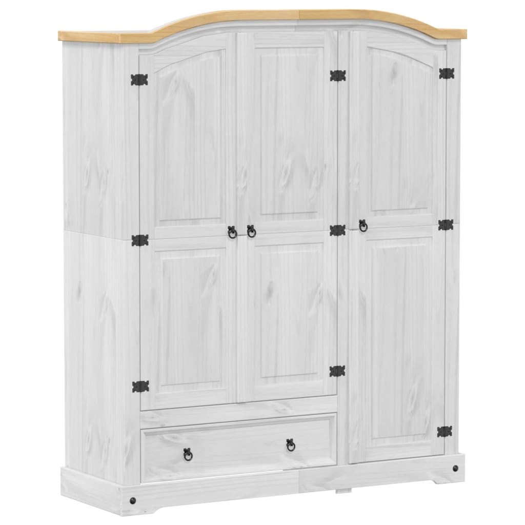 Garde-robe Corona blanc 151,5x52x186 cm bois de pin massif - XIOS