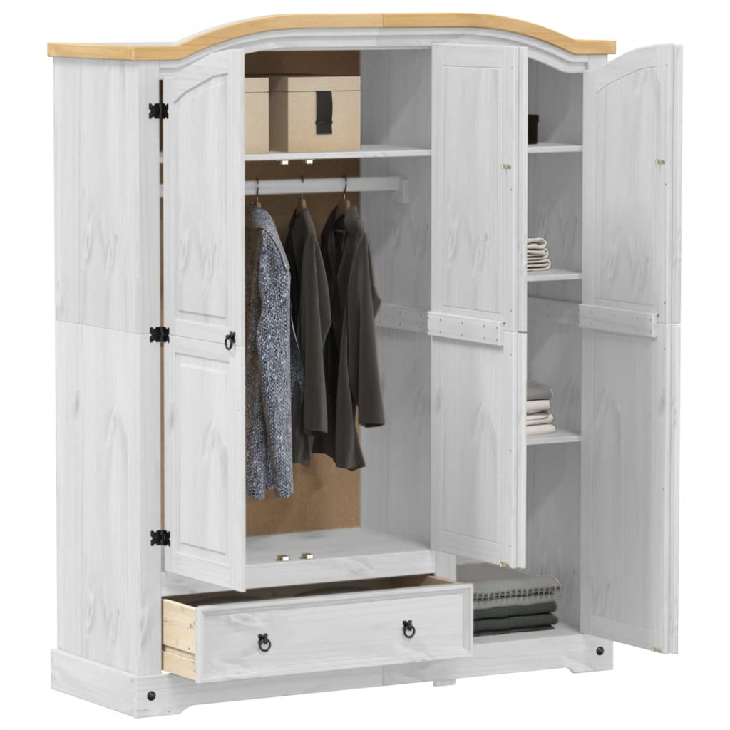 Garde-robe Corona blanc 151,5x52x186 cm bois de pin massif - XIOS