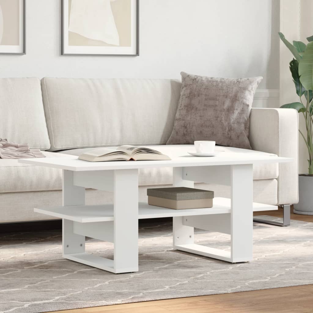 Table basse blanc 102x55x42 cm bois d'ingénierie - XIOS