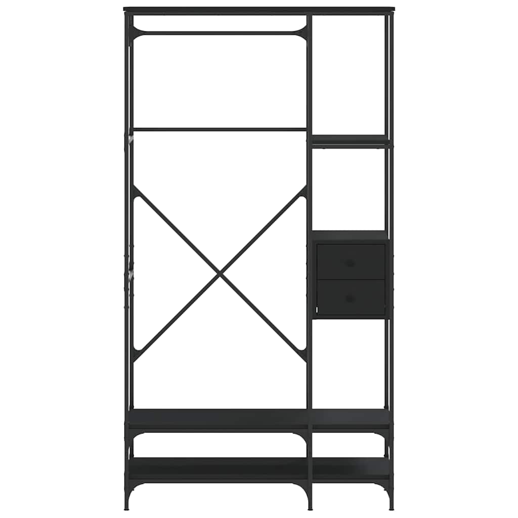 Porte-vêtements avec étagères noir bois d'ingénierie - XIOS