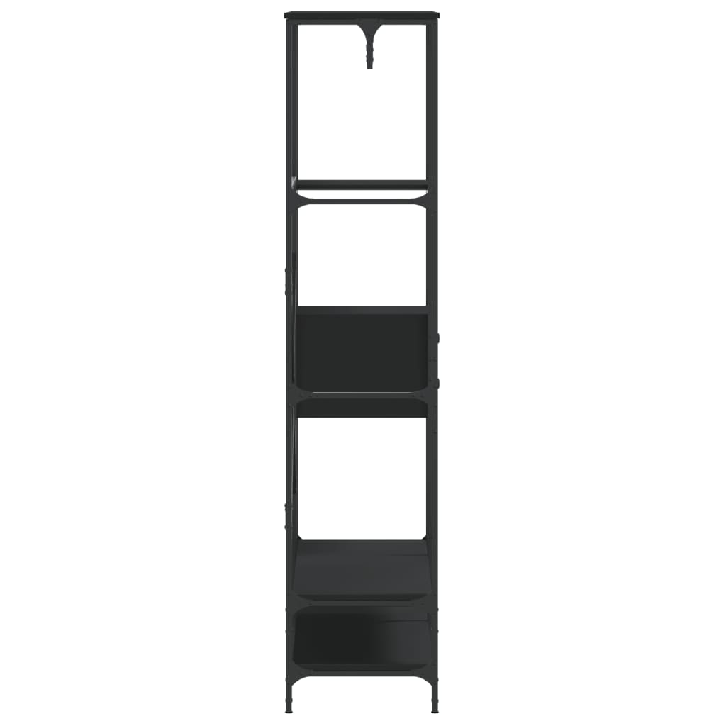 Porte-vêtements avec étagères noir bois d'ingénierie - XIOS