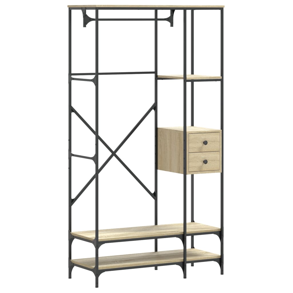 Porte-vêtements avec étagères chêne sonoma bois d'ingénierie - XIOS