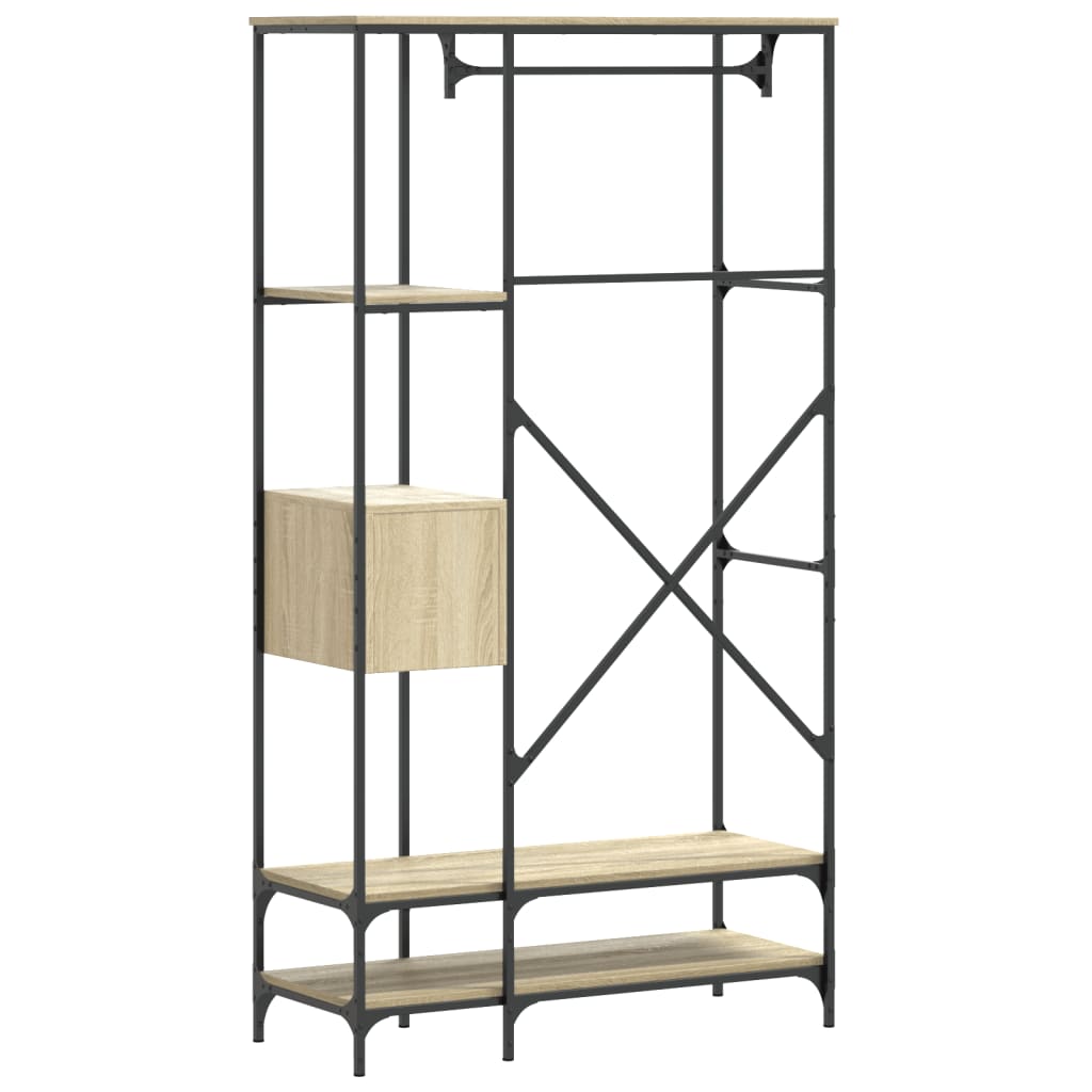 Porte-vêtements avec étagères chêne sonoma bois d'ingénierie - XIOS