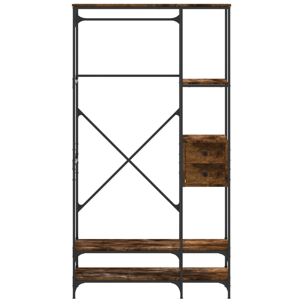 Porte-vêtements avec étagères chêne fumé bois d'ingénierie - XIOS
