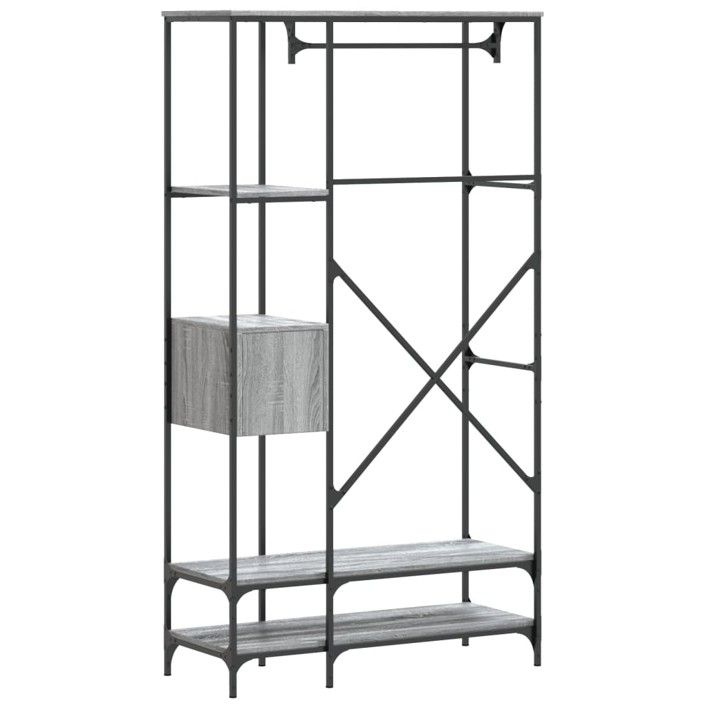 Porte-vêtements avec étagères sonoma gris bois d'ingénierie - XIOS