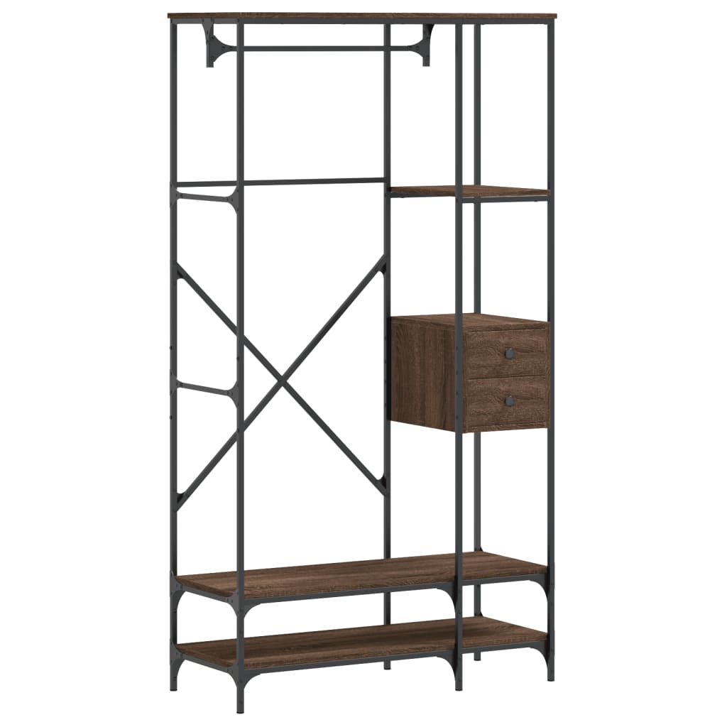 Porte-vêtements avec étagères chêne marron bois d'ingénierie - XIOS