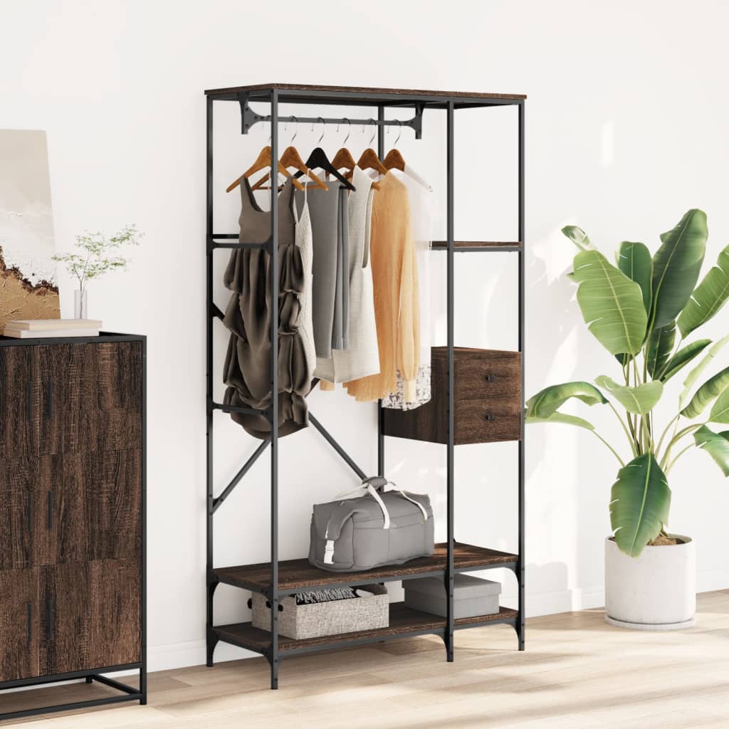 Porte-vêtements avec étagères chêne marron bois d'ingénierie - XIOS