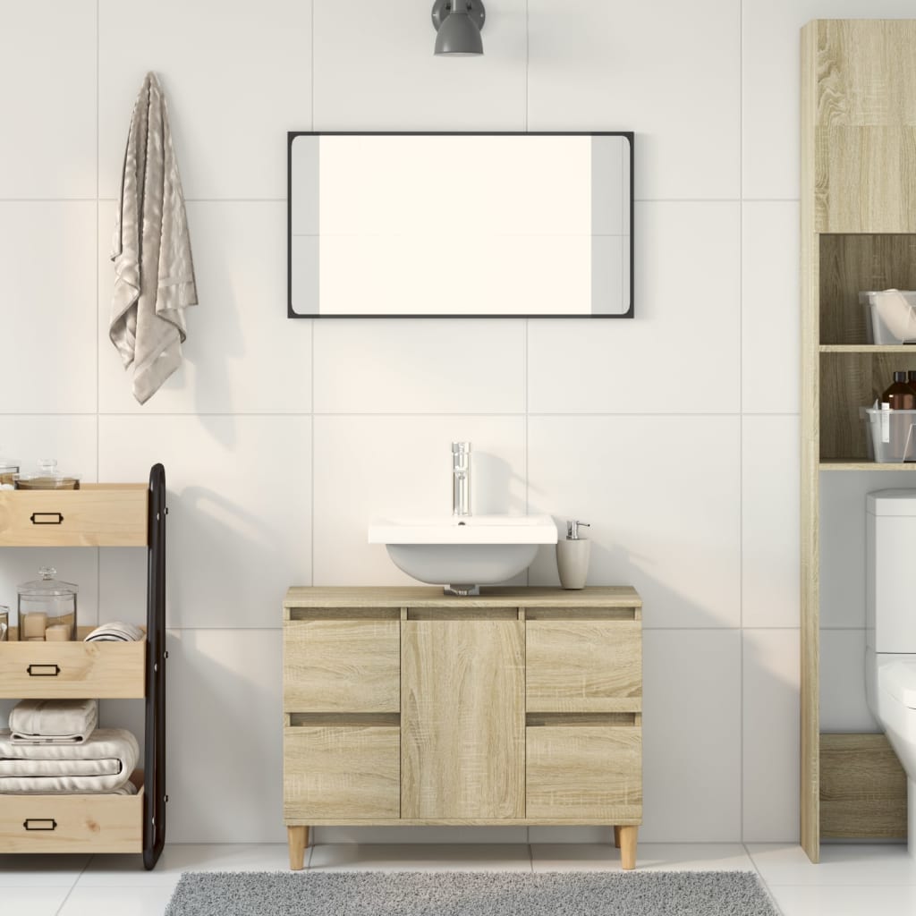 Meuble d'évier chêne sonoma 80x33x60 cm bois d'ingénierie - XIOS