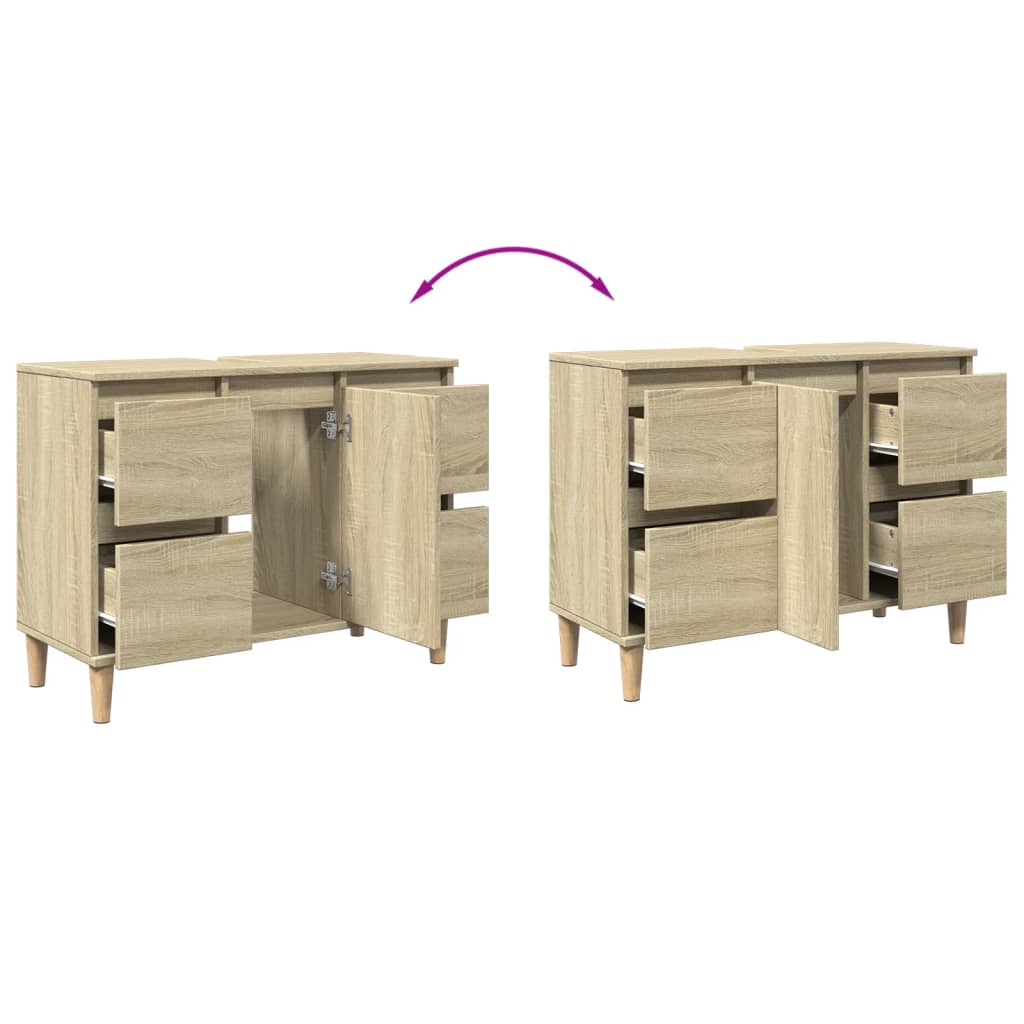 Meuble d'évier chêne sonoma 80x33x60 cm bois d'ingénierie - XIOS