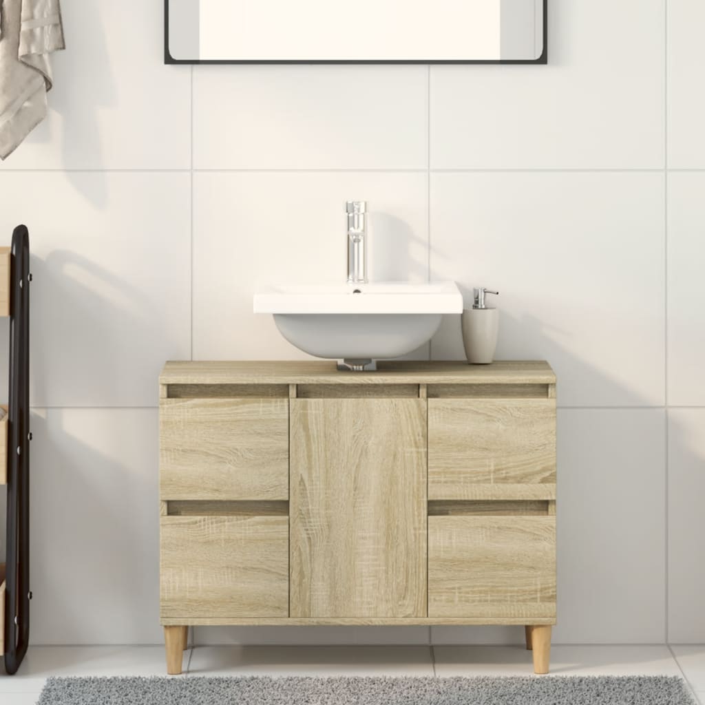 Meuble d'évier chêne sonoma 80x33x60 cm bois d'ingénierie - XIOS