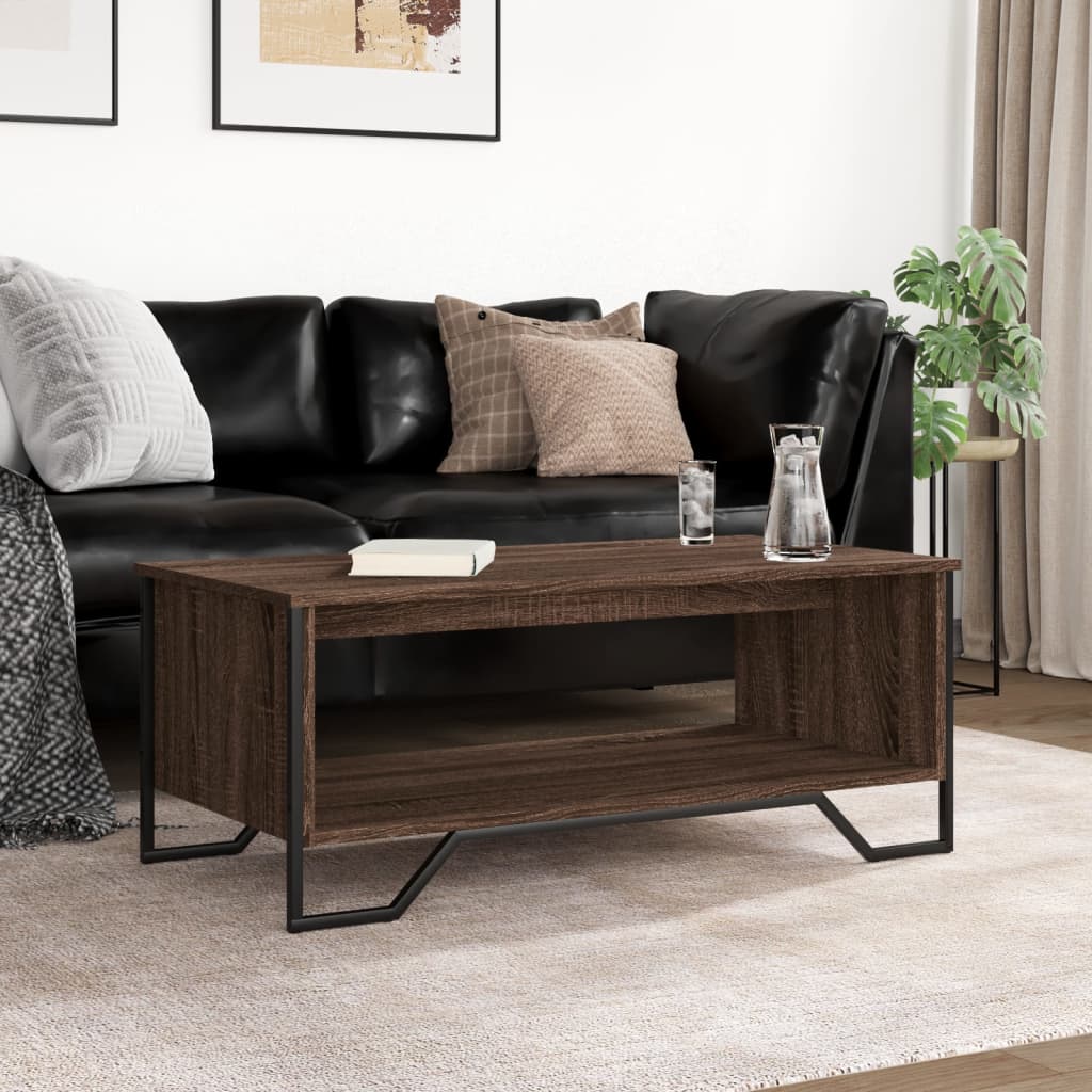 Table basse chêne marron 100x51x40 cm bois d'ingénierie - XIOS