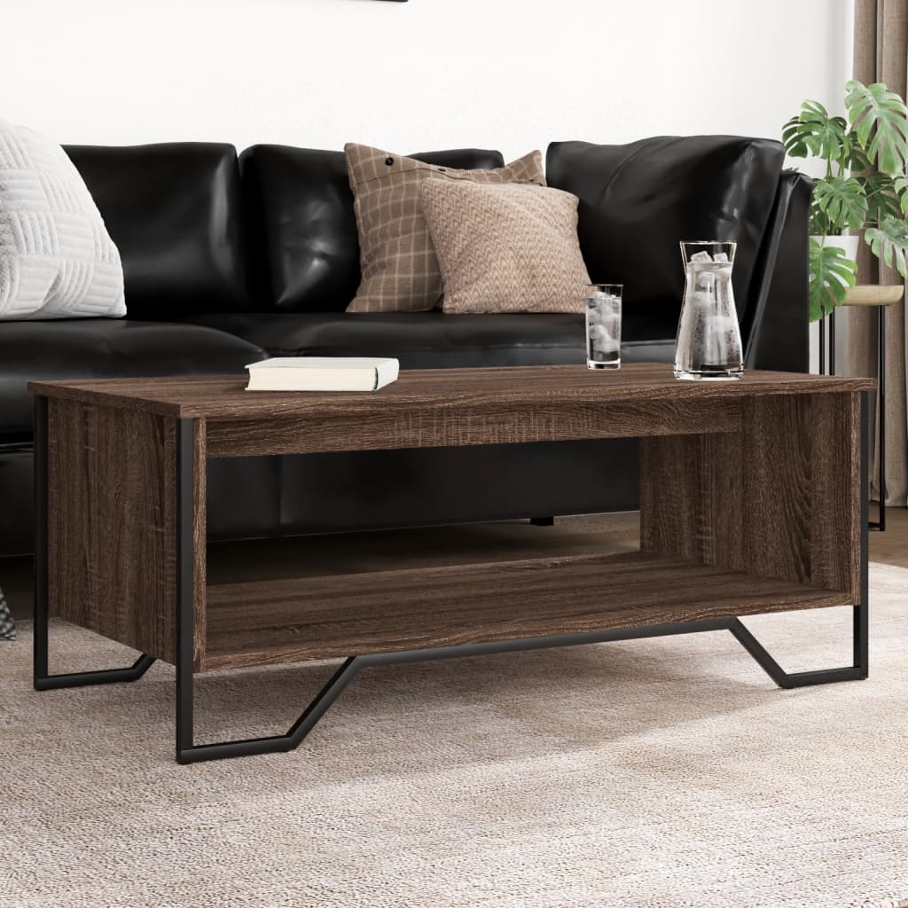 Table basse chêne marron 100x51x40 cm bois d'ingénierie - XIOS