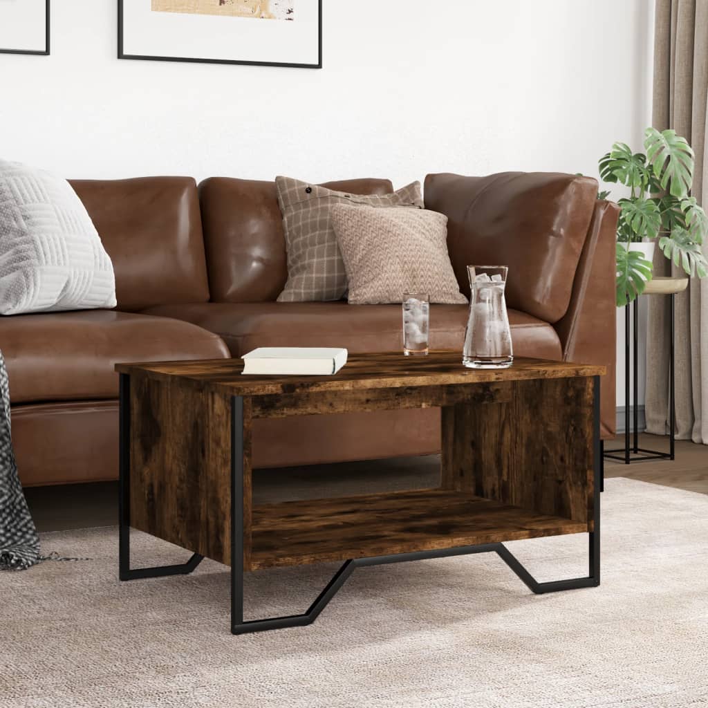 Table basse chêne fumé 75x51x40 cm bois d'ingénierie - XIOS