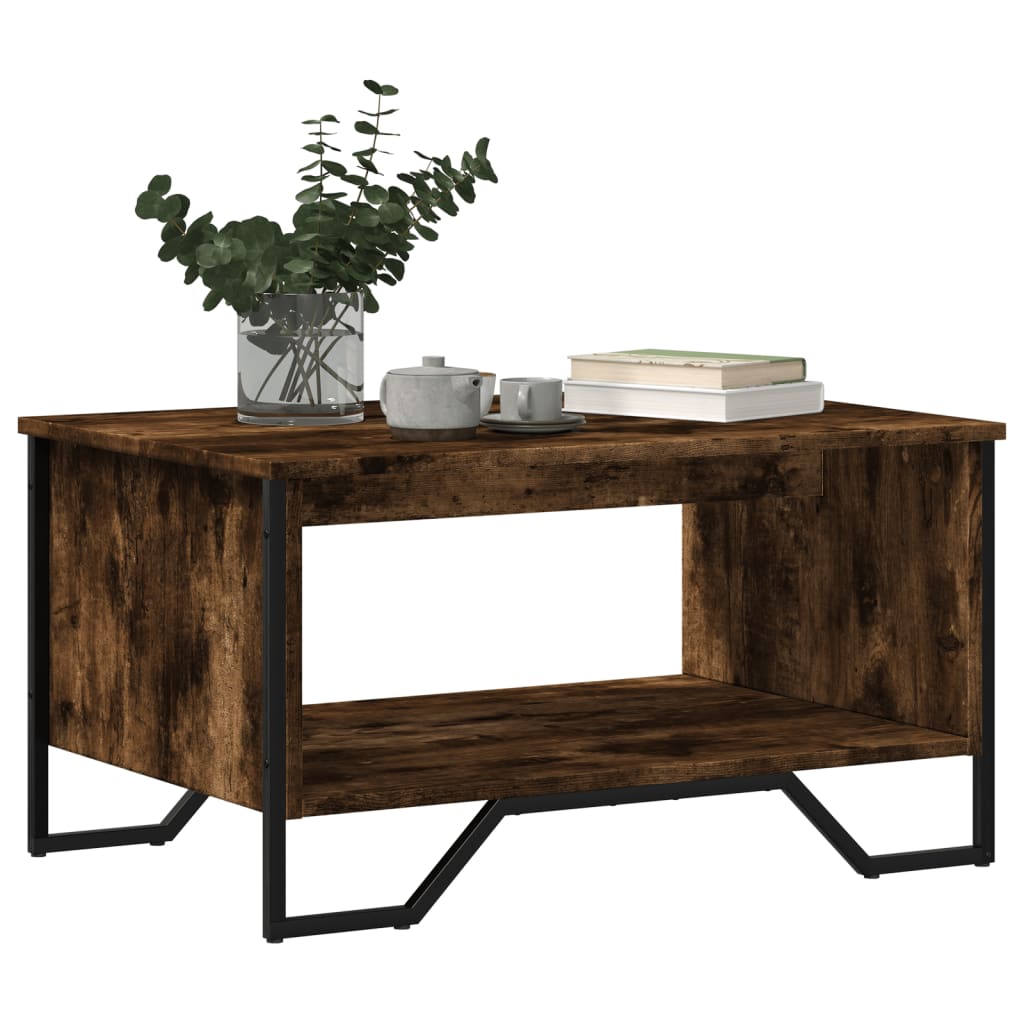 Table basse chêne fumé 75x51x40 cm bois d'ingénierie - XIOS
