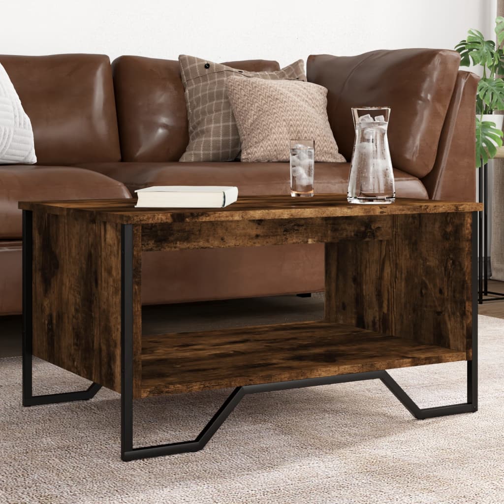 Table basse chêne fumé 75x51x40 cm bois d'ingénierie - XIOS