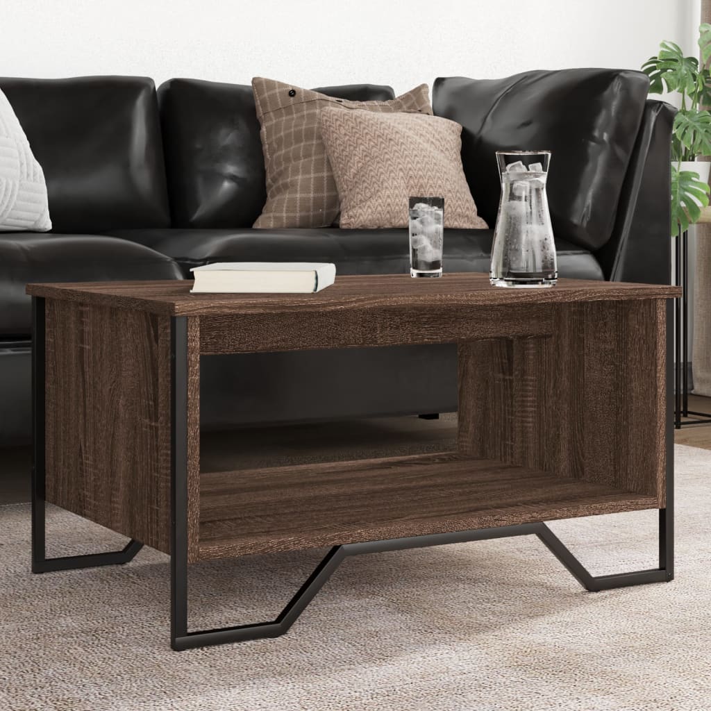 Table basse chêne marron 75x51x40 cm bois d'ingénierie - XIOS