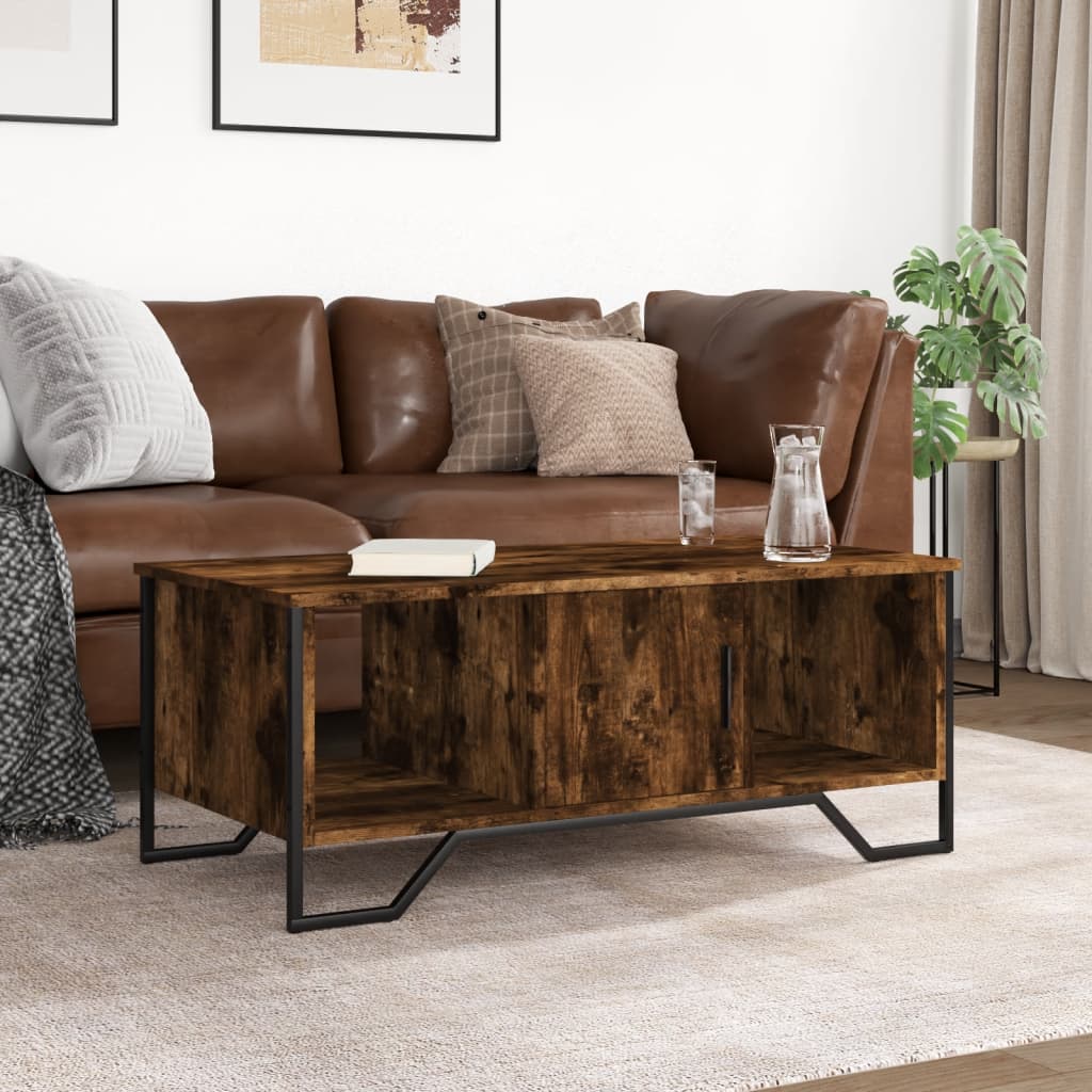 Table basse chêne fumé 100x51x40 cm bois d'ingénierie - XIOS