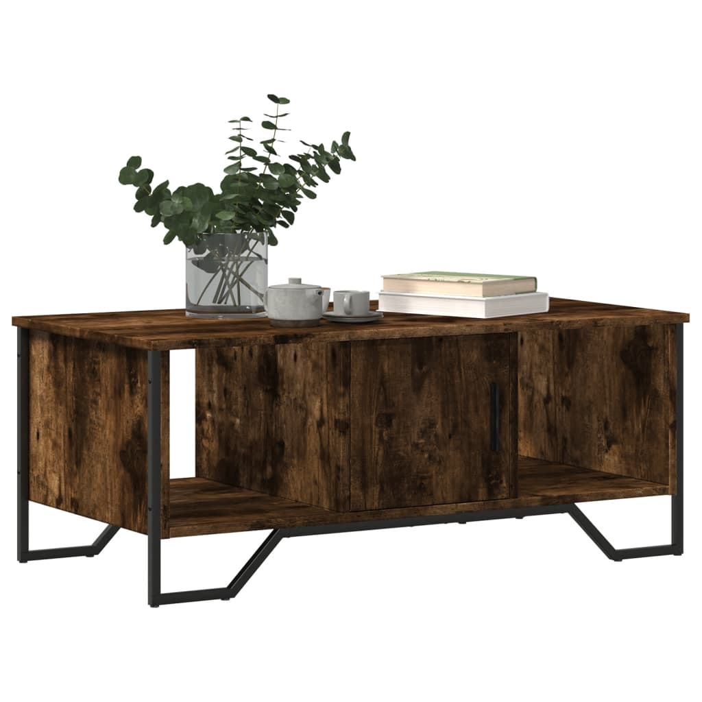 Table basse chêne fumé 100x51x40 cm bois d'ingénierie - XIOS