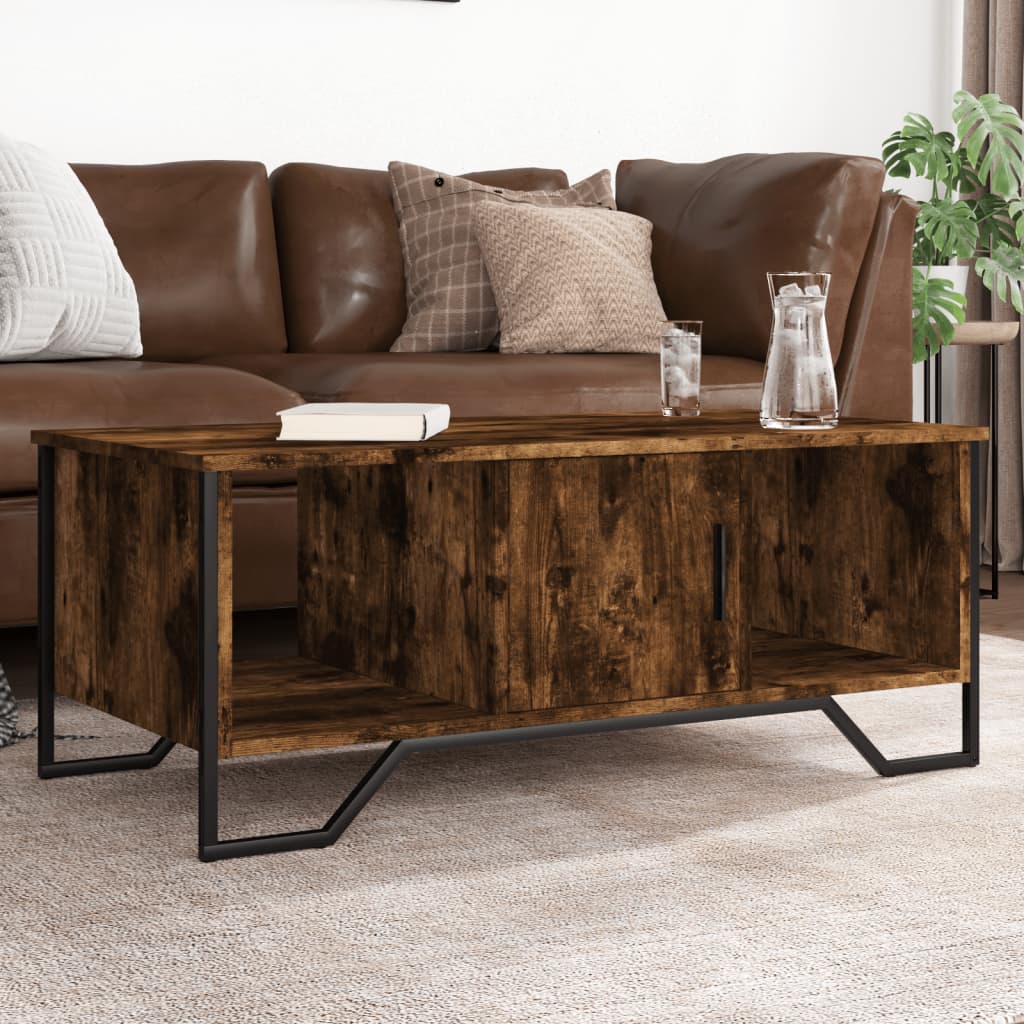 Table basse chêne fumé 100x51x40 cm bois d'ingénierie - XIOS