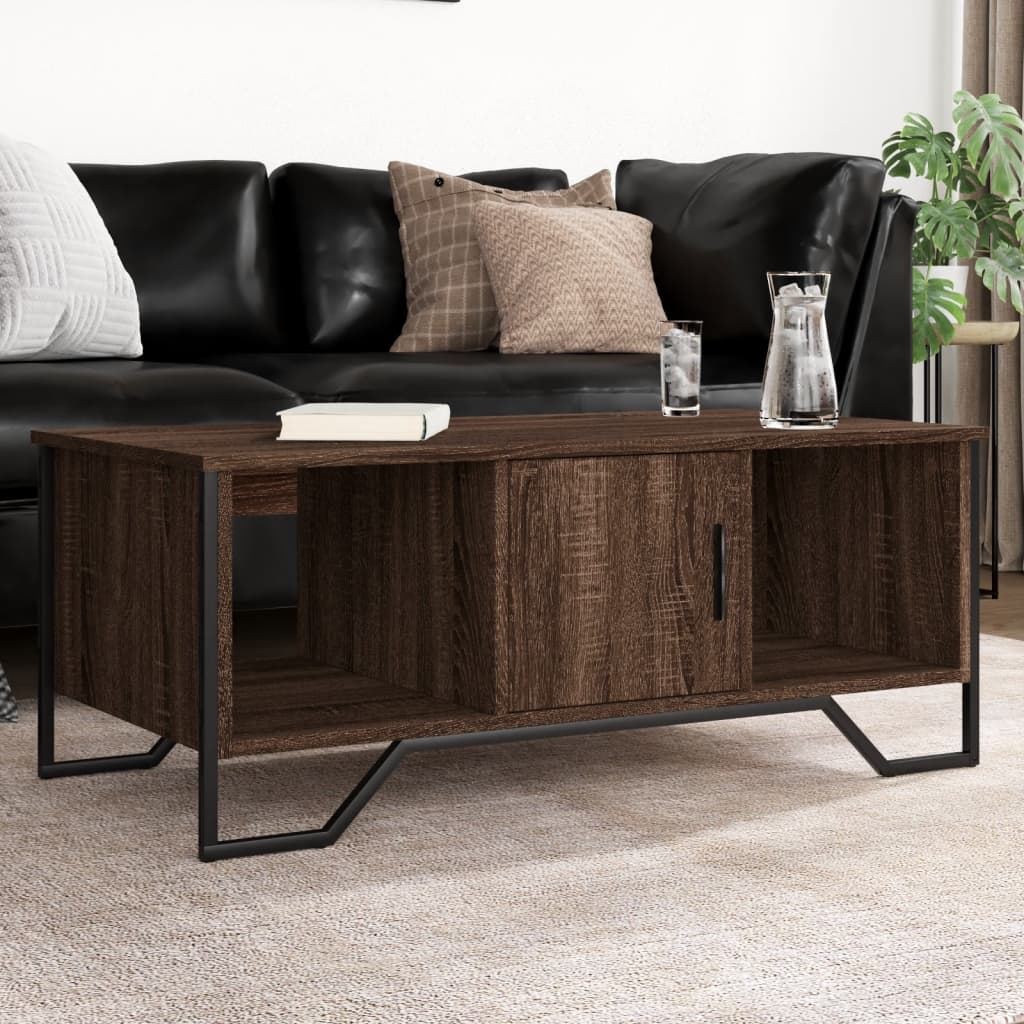 Table basse chêne marron 100x51x40 cm bois d'ingénierie - XIOS
