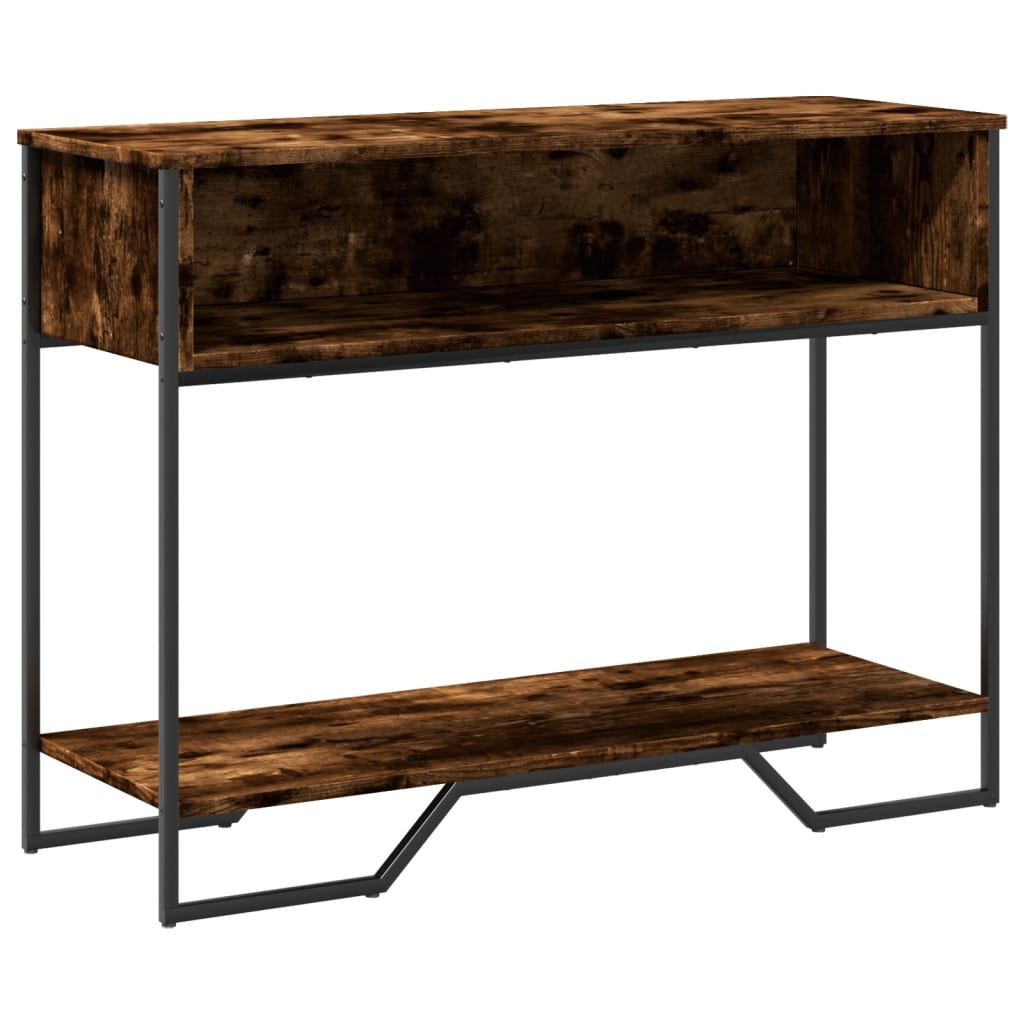 Table console chêne fumé 100x35x74,5 cm bois d'ingénierie - XIOS