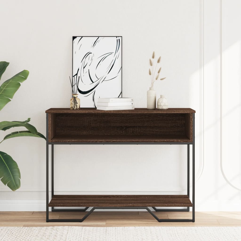Table console chêne marron 100x35x74,5 cm bois d'ingénierie - XIOS