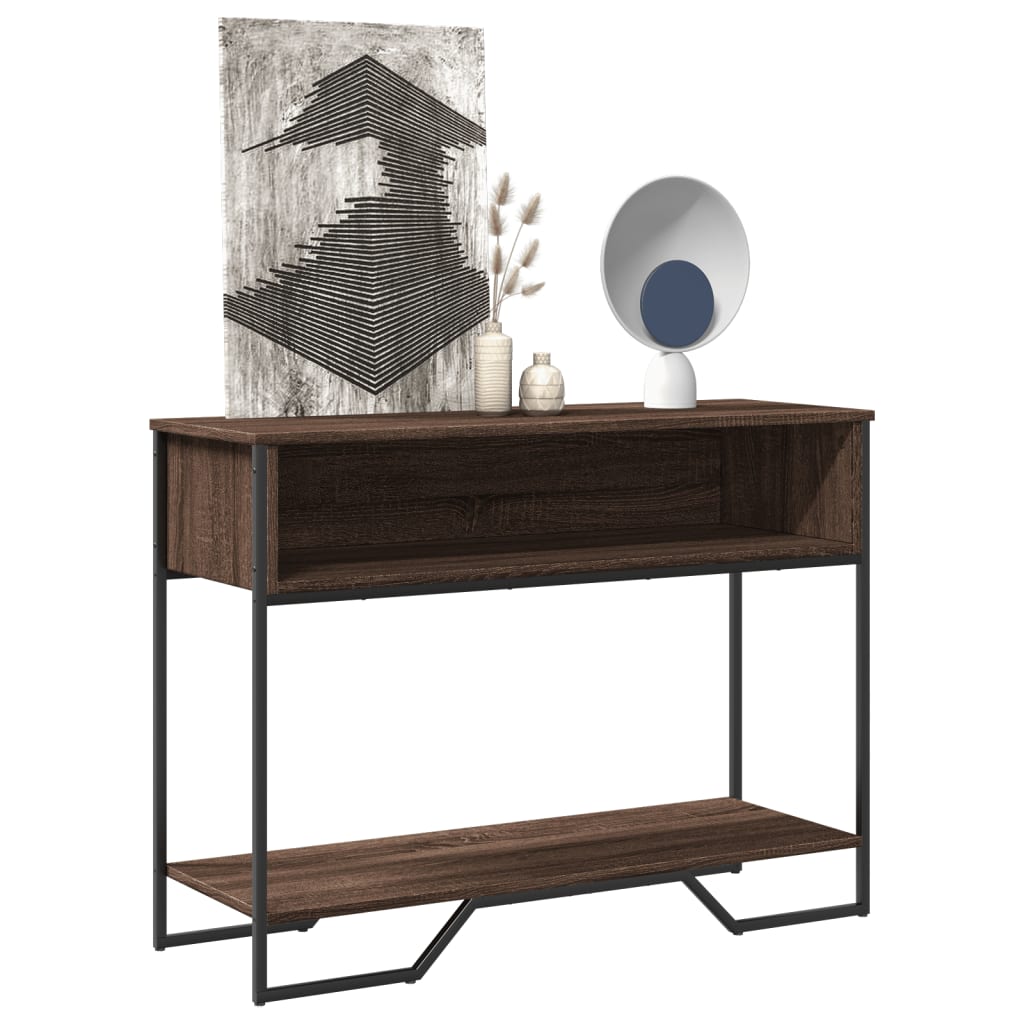 Table console chêne marron 100x35x74,5 cm bois d'ingénierie - XIOS