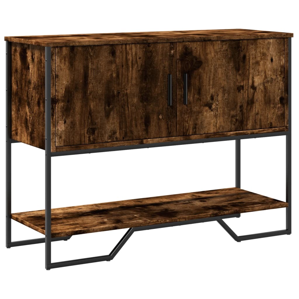 Table console chêne fumé 100x35x74,5 cm bois d'ingénierie - XIOS