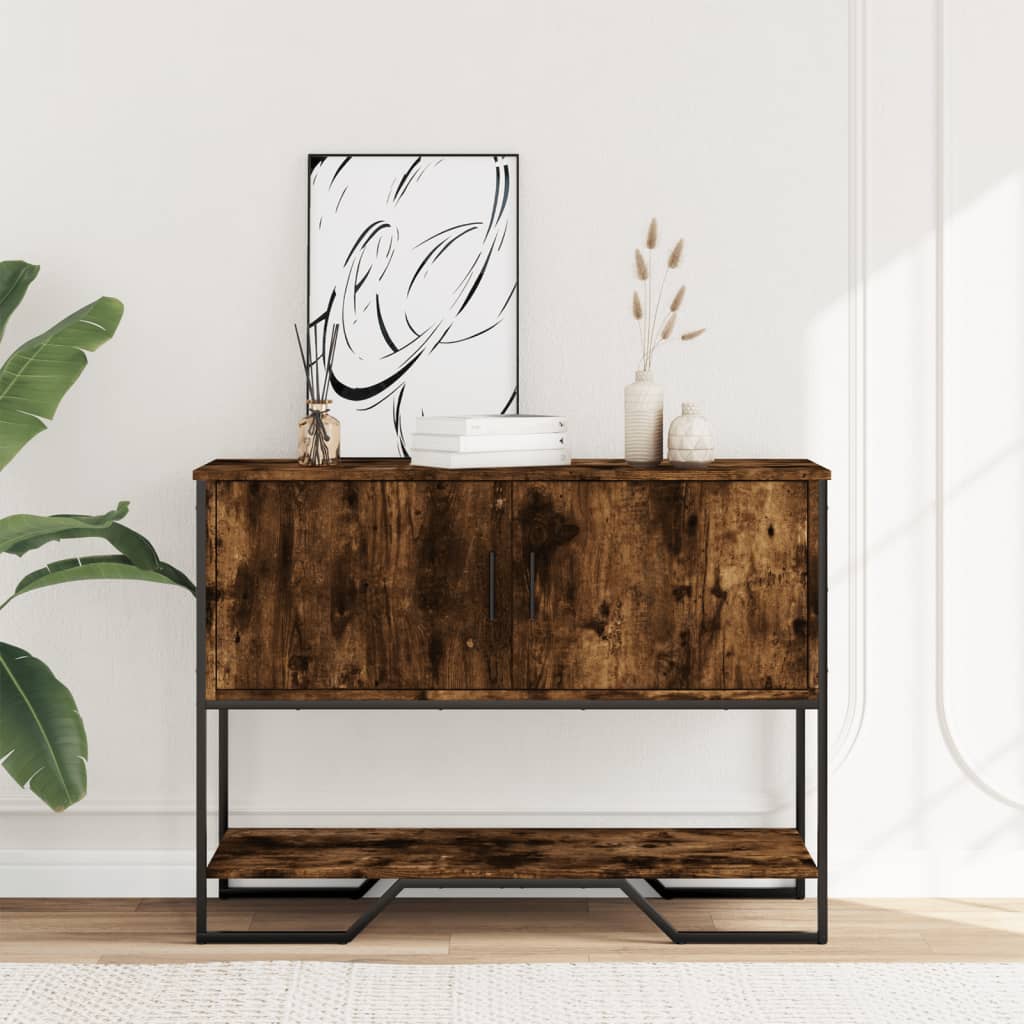 Table console chêne fumé 100x35x74,5 cm bois d'ingénierie - XIOS