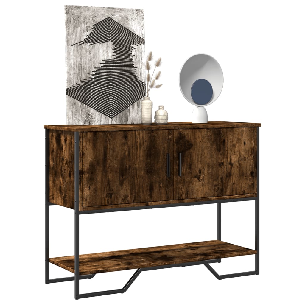 Table console chêne fumé 100x35x74,5 cm bois d'ingénierie - XIOS