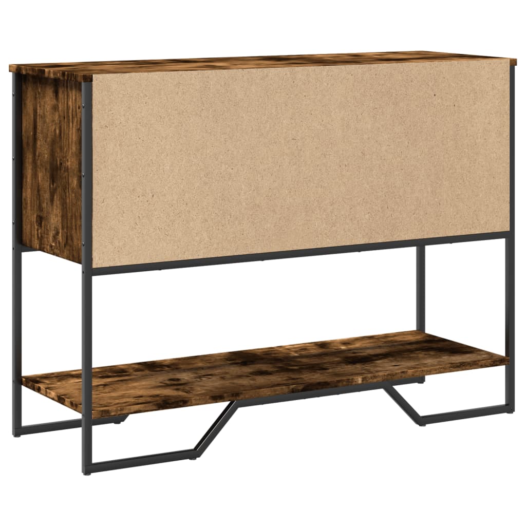 Table console chêne fumé 100x35x74,5 cm bois d'ingénierie - XIOS