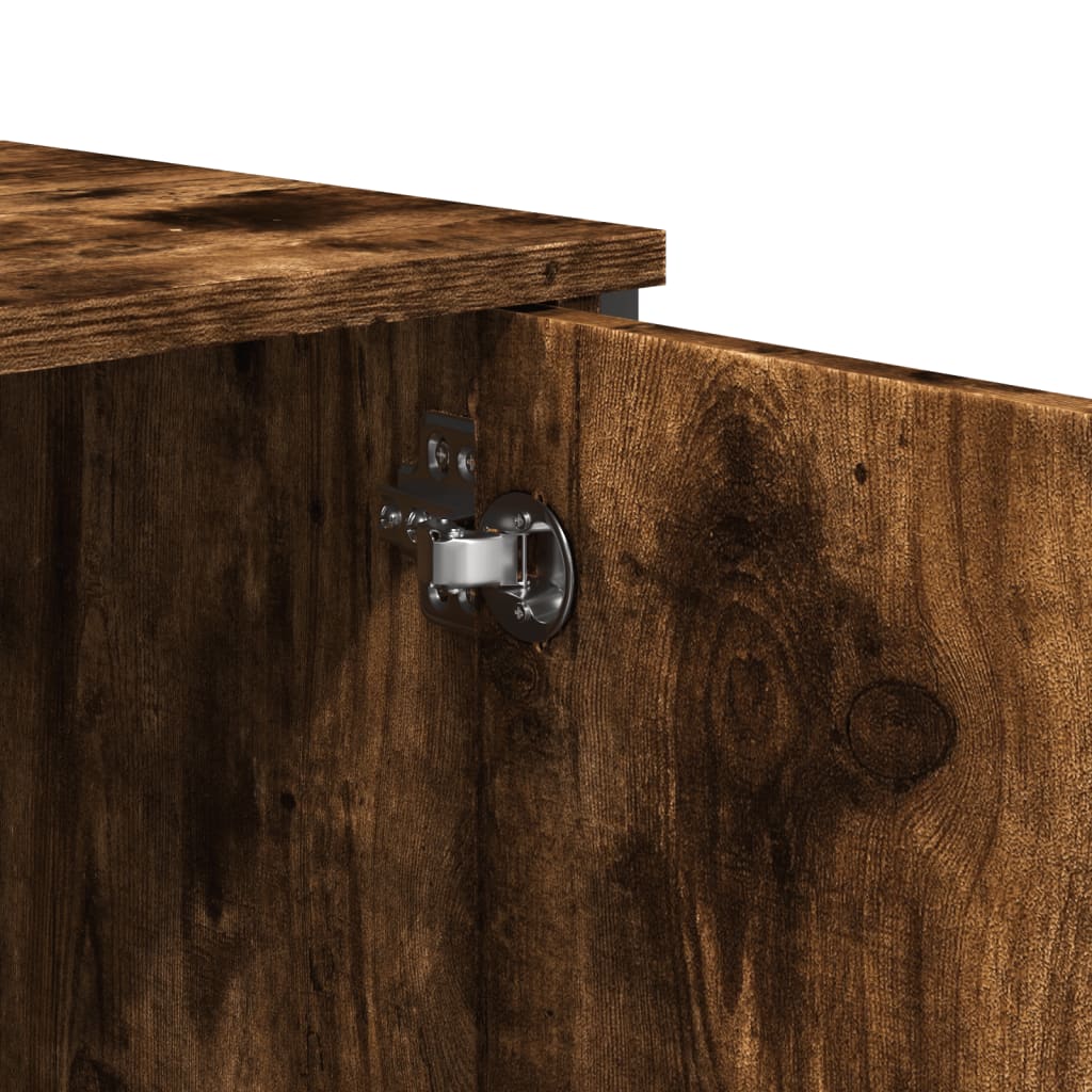 Table console chêne fumé 100x35x74,5 cm bois d'ingénierie - XIOS