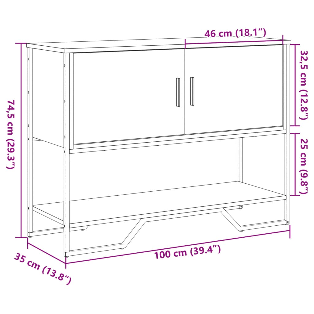 Table console sonoma gris 100x35x74,5 cm bois d'ingénierie - XIOS