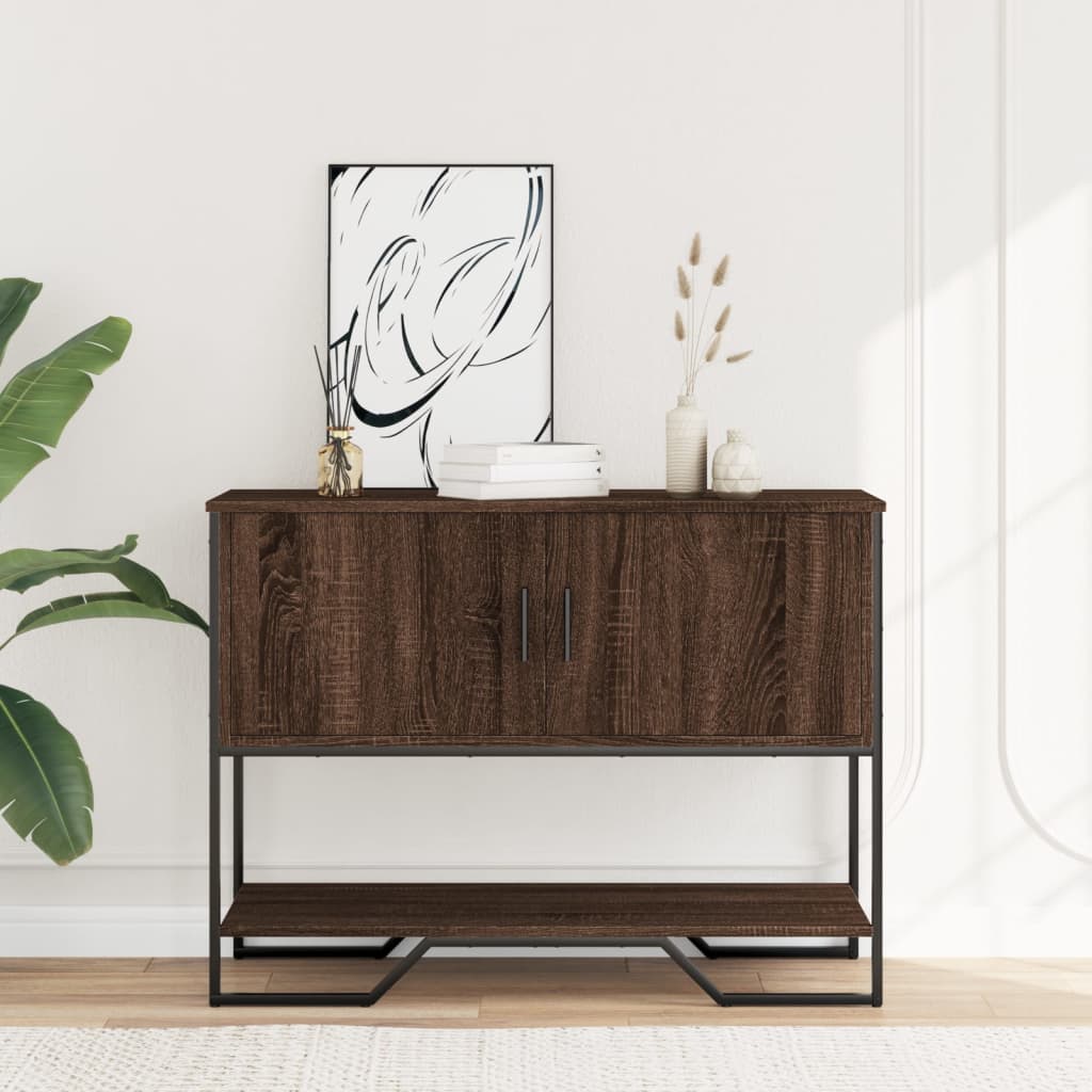 Table console chêne marron 100x35x74,5 cm bois d'ingénierie - XIOS