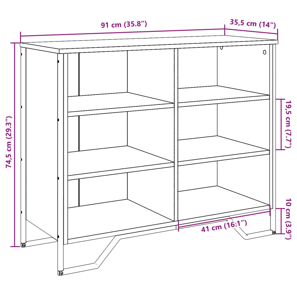 Buffet sonoma gris 91x35,5x74,5 cm bois d'ingénierie - XIOS