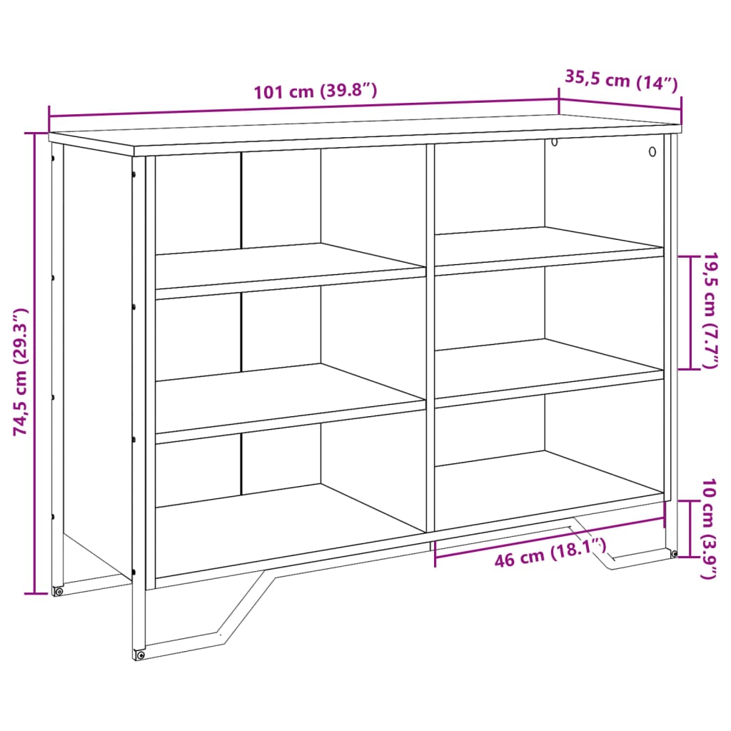 Buffet noir 101x35,5x74,5 cm bois d'ingénierie - XIOS