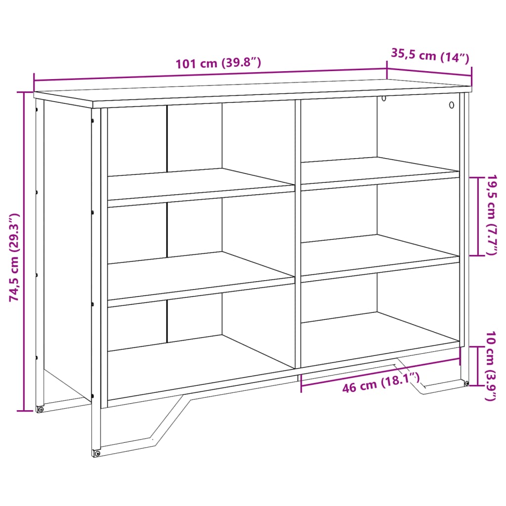 Buffet chêne sonoma 101x35,5x74,5 cm bois d'ingénierie