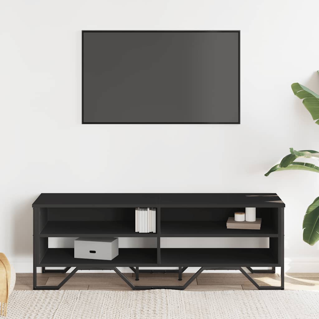 Meuble TV noir 122x34x41 cm bois d'ingénierie - XIOS