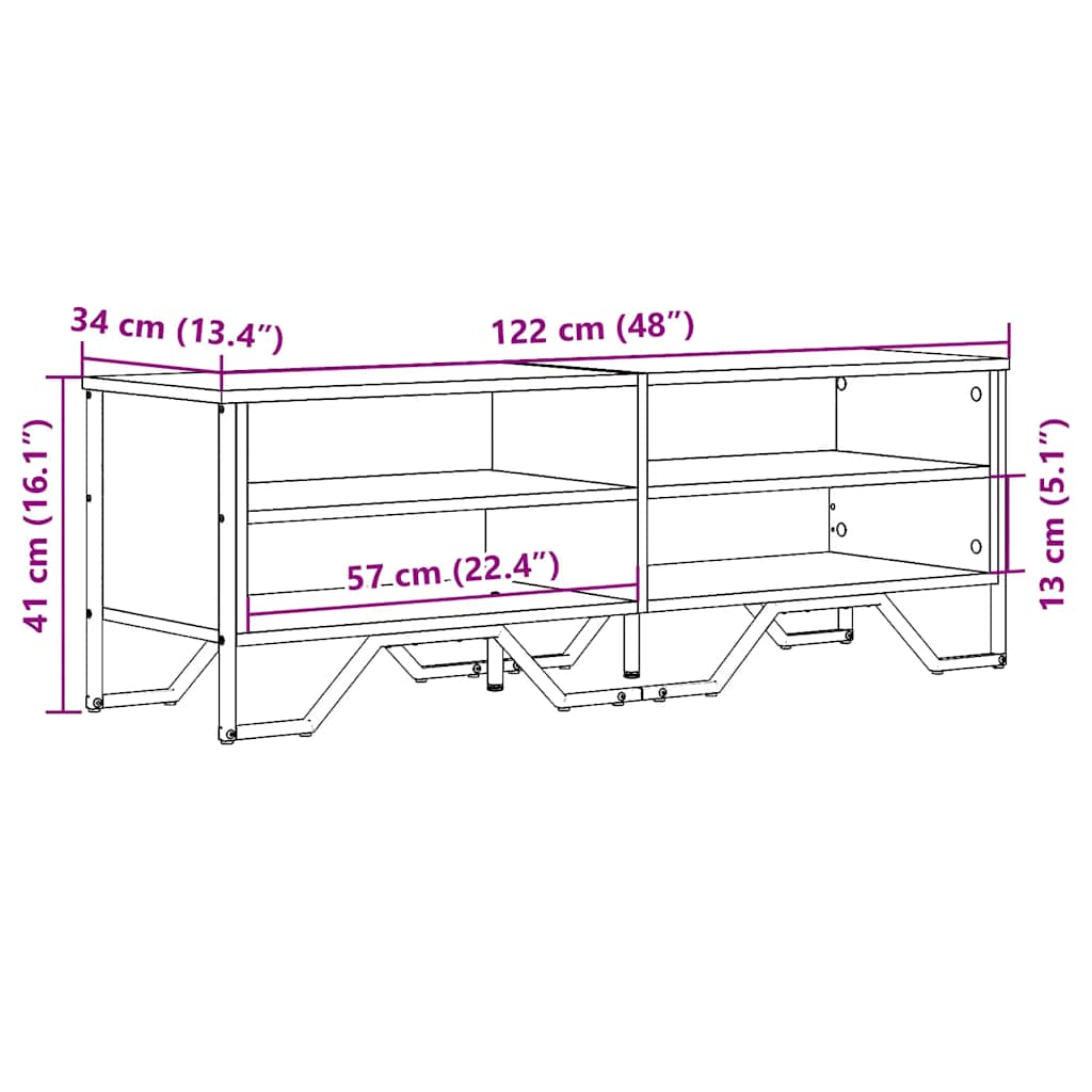 Meuble TV chêne fumé 122x34x41 cm bois d'ingénierie - XIOS