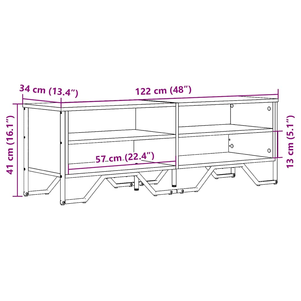 Meuble TV sonoma gris 122x34x41 cm bois d'ingénierie - XIOS