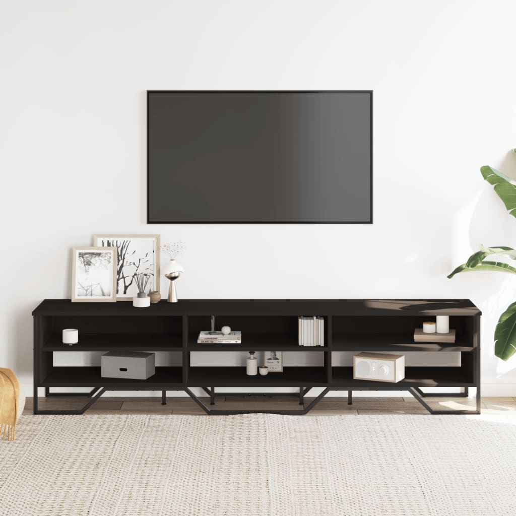 Meuble TV noir 180x34x41 cm bois d'ingénierie - XIOS