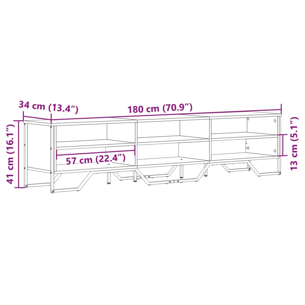 Meuble TV chêne sonoma 180x34x41 cm bois d'ingénierie - XIOS
