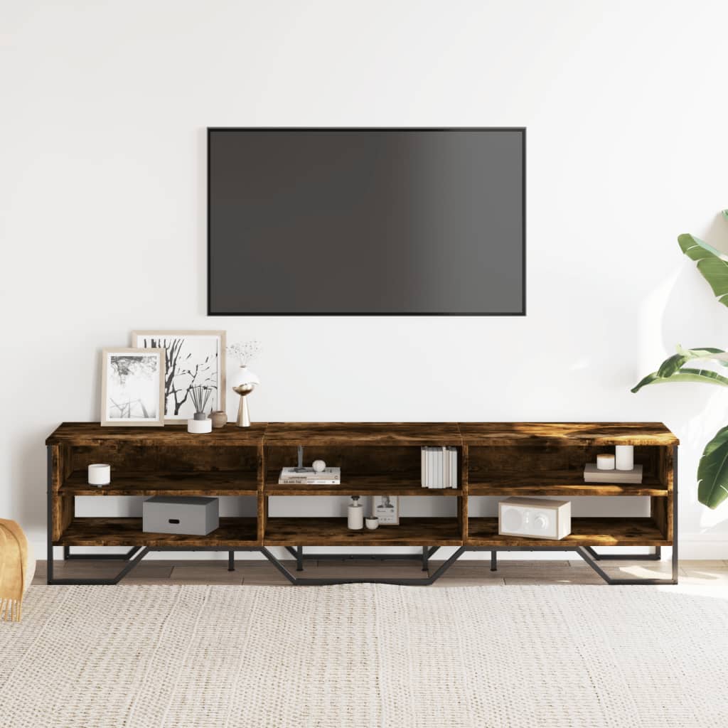 Meuble TV chêne fumé 180x34x41 cm bois d'ingénierie - XIOS