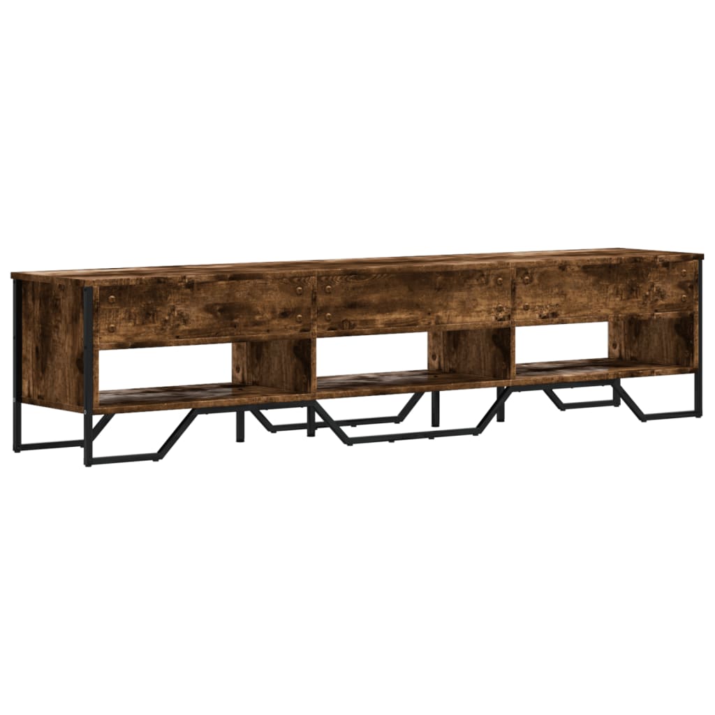 Meuble TV chêne fumé 180x34x41 cm bois d'ingénierie - XIOS