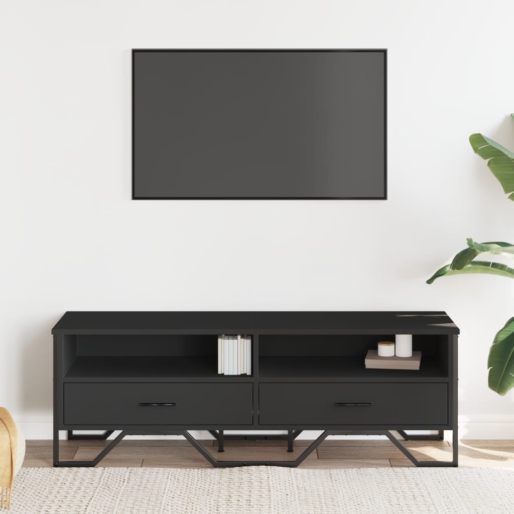 Meuble TV noir 122x34x41 cm bois d'ingénierie - XIOS