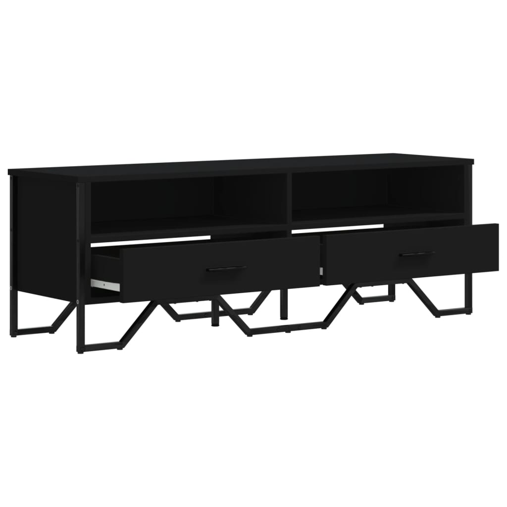 Meuble TV noir 122x34x41 cm bois d'ingénierie - XIOS