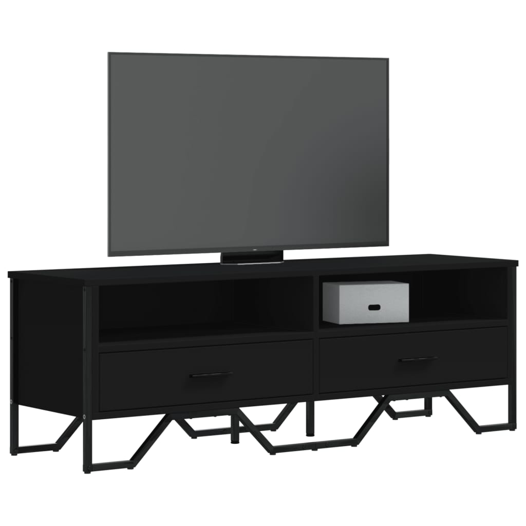 Meuble TV noir 122x34x41 cm bois d'ingénierie - XIOS